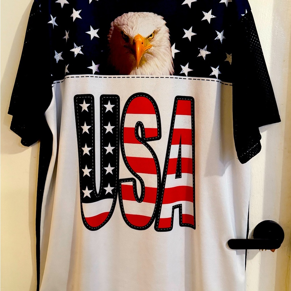 Patriotic USA men’s mesh Shirt - blue, White, Red